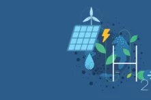 Grafik zur Produktion von nachhaltigem Wasserstoff durch erneuerbare Energien