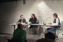 Dominic Roser, Agnes Bührig und Kirsten Meyer bei der Lesung Climate Care