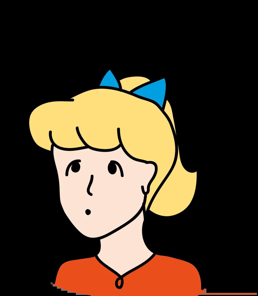Illustration: Gesicht einer jungen weiblich gelesenen Person mit einem fragenden Gesichtausdruck. Drumherum sind viele Fragezeichen-Symbole.
