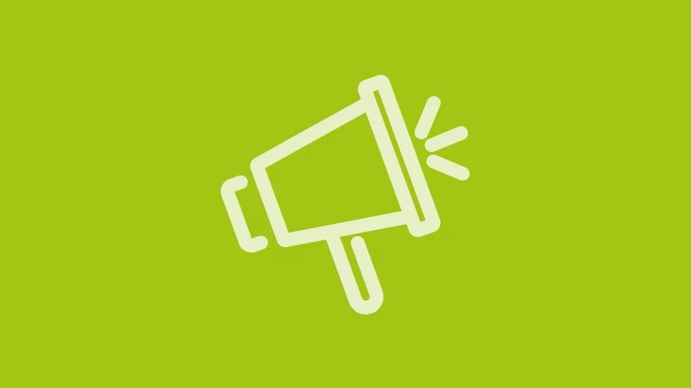 Ausschreibungs-Icon vor grünem Hintergrund.