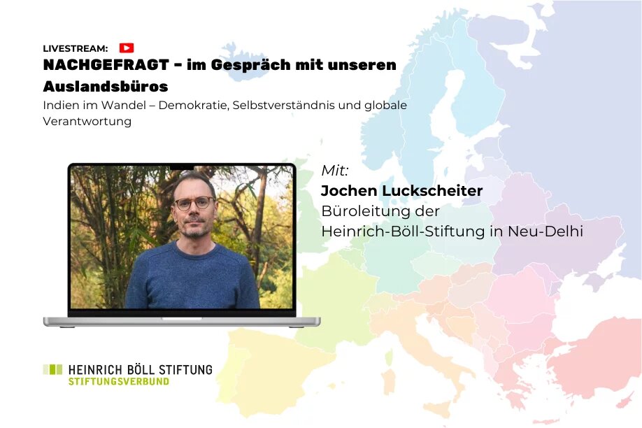 Nachgefragt-Thumbnail mit Weltkarte und Portrait von Juchen Luckscheiter